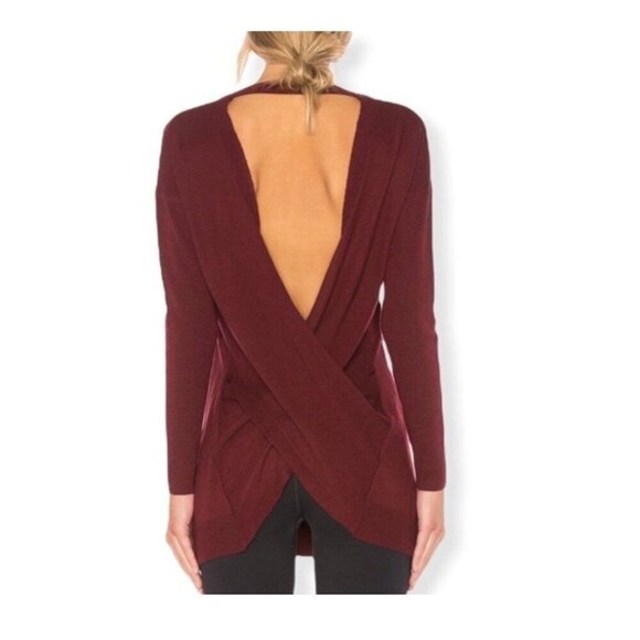 Vimmia Shavasana Reversible Sweater in Burgundy.  Long sleeve athleisure top - Picture 3 of 10